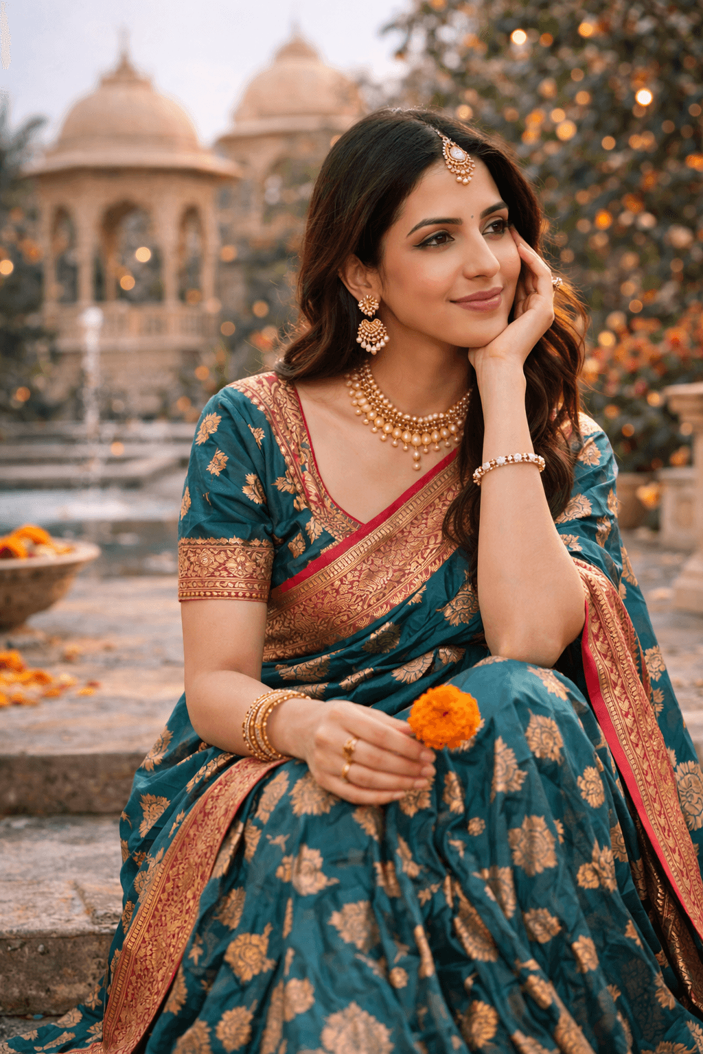 Green-Lotus-Mist Silk Saree
